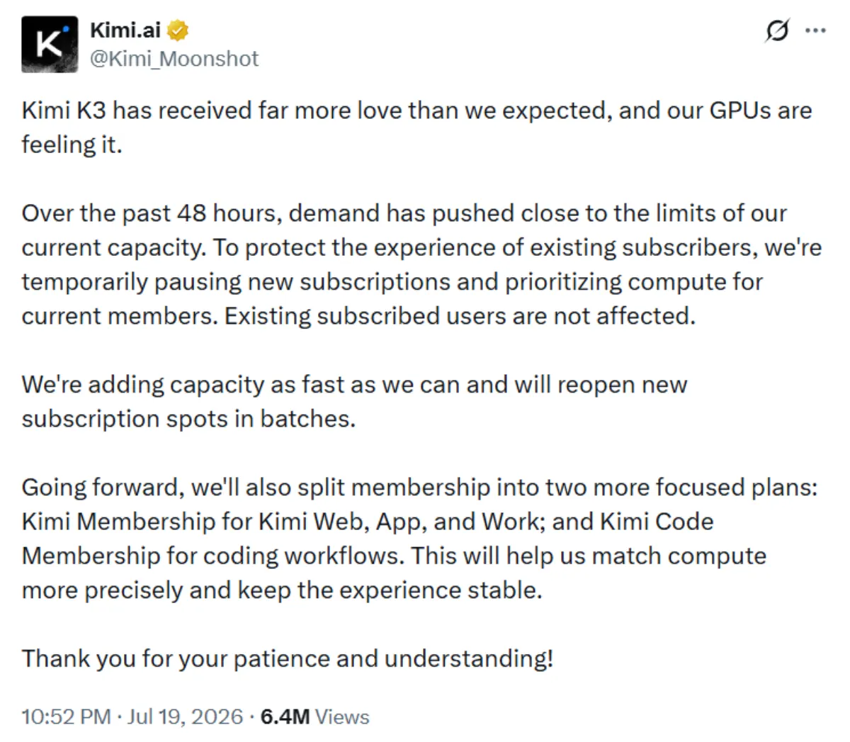 Kimi K3's 72 Hours: Top Arena, Crash Servers, and Make Sam Altman Say Sorry