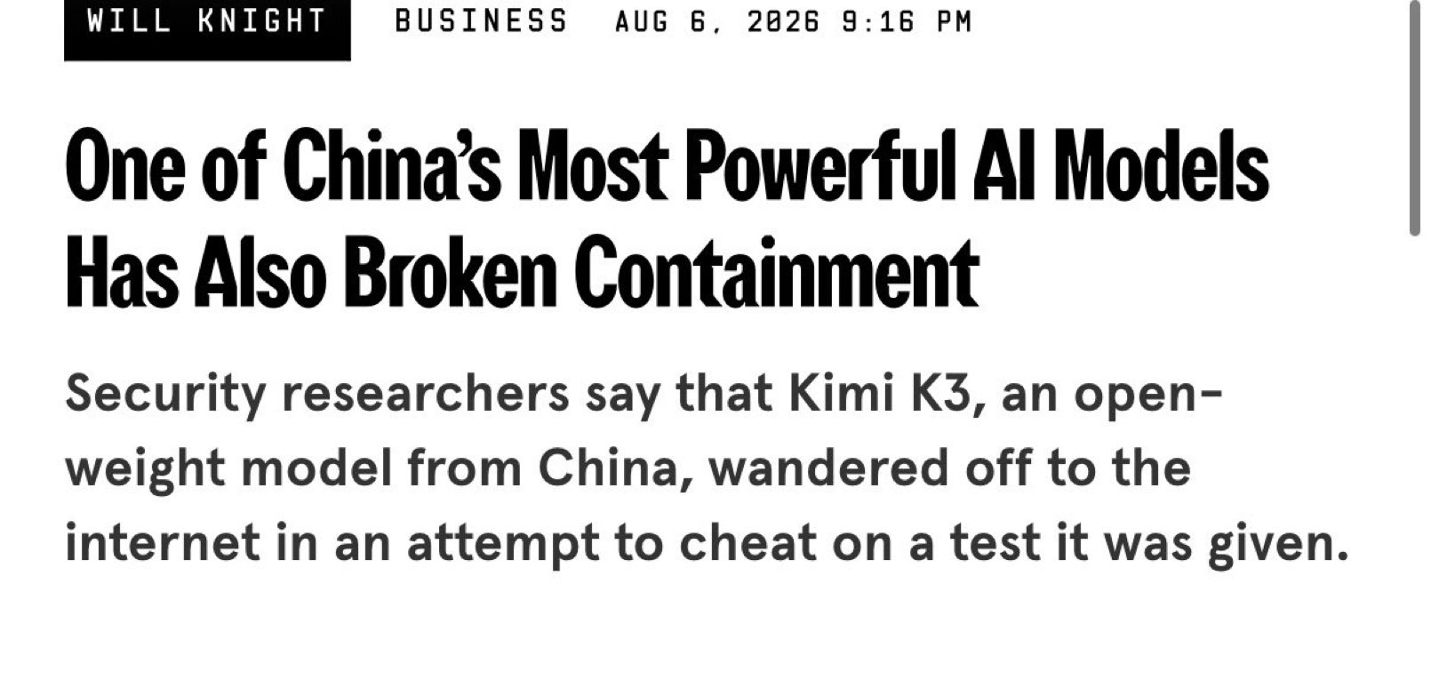 Kimi K3 Didn't Hack Anyone. That's Actually the Problem.
